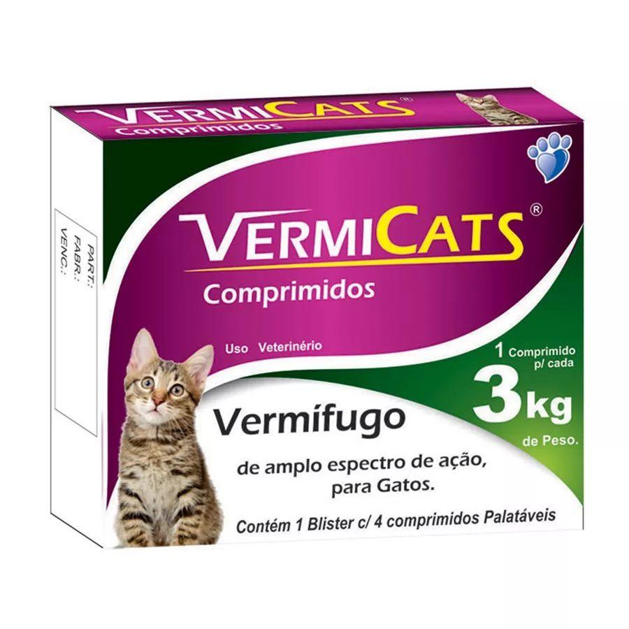 Imagem de Vermífugo VermiCats 600mg para Gatos - 4 Comprimidos