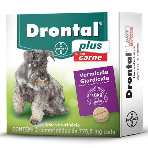 Imagem de Drontal plus caes 10 kg com 02 comprimidos carne