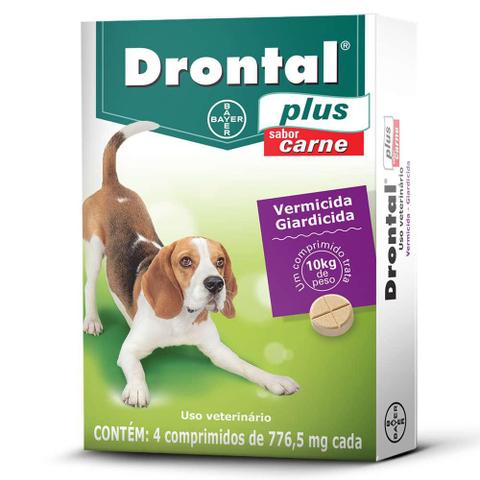 Imagem de Drontal Plus Vermífugo Sabor Carne 10kg - 4 Comprimidos