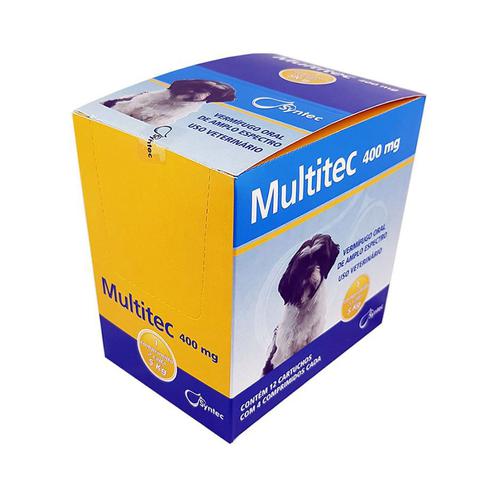 Imagem de Vermífugo Multitec 400mg Cães 5kg Display 12 cx 4 comprimidos Syntec