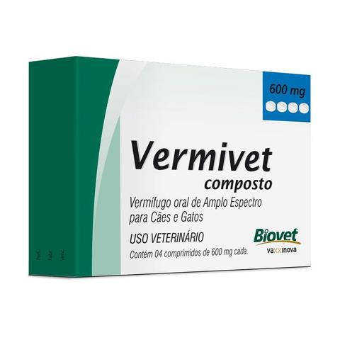 Imagem de Vermífugo Vermivet Composto Para Cães e Gatos 600 Mg 4 comprimidos