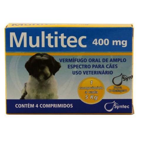 Imagem de Multitec 400mg Vermífugo Cães 5kg 4 Comprimidos Syntec