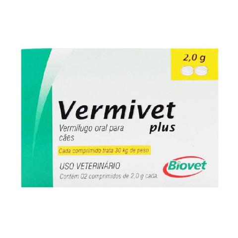 Imagem de Vermífugo Vermivet Plus 30kg 2 Comprimidos - Biovet