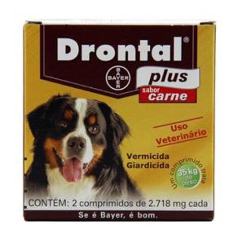 Imagem de Vermicida Drontal Plus Sabor Carne 35kg Com 2 Comprimidos